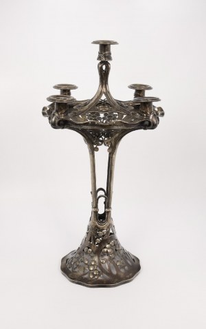 Rudolf FRANK (active 1882-1914), Art Nouveau 5-candle candle holder