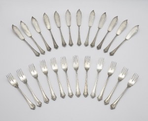 BREMER SILBERWARENFABRIK (active 1905-1981), Fish cutlery set for 12 people