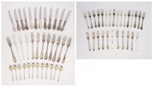 Cutlery set for 12 people partially matched