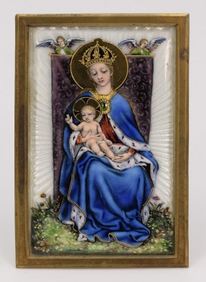 Plakietka - Madonna z Dzieciątkiem, w ozdobnym pudełeczku