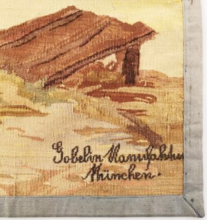 MÜNCHENER GOBELIN-MANUFAKTUR (gegründet 1908), Wandteppich mit Genreszene - ein Steinmetz bei der Arbeit