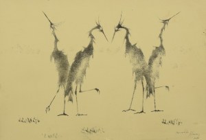 Bronisław CHROMY (1925-2017), Paire de lithographies - Cyclistes et Oiseaux de Mazurie