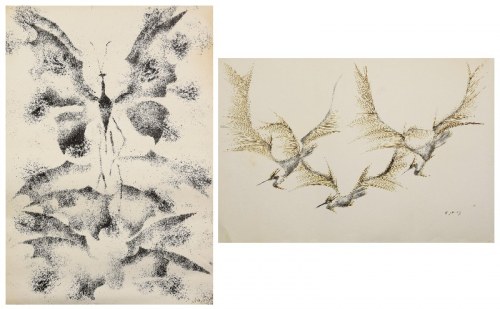 Bronisław CHROMY (1925-2017), Para litografii: Ptaki i Motyle