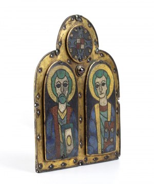 Emaliowana hiszpańska tablica przedstawiająca dwóch świętych