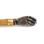 French horn horse whip with silver handle