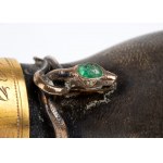French horn horse whip with silver handle