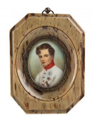 Francouzská želvovinová miniatura s portrétem Napoleona II.