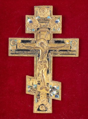 Russian bronze and enamel crucifixion