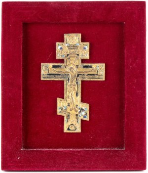 Crucifixion russe en bronze et émail