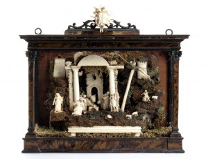 Taliansky vyrezávaný betlehem zo slonoviny, kosti a korytnačiny