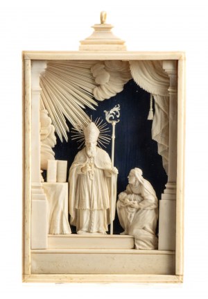 Carved bone group depicting Saint Blaise