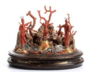 An Italian carved coral, Nativity scene