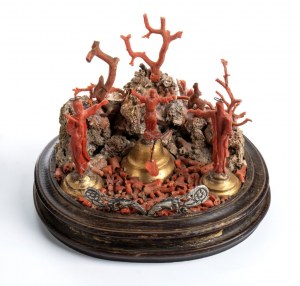 An Italian carved coral, Nativity scene