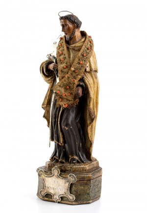 Sizilianischer hölzerner Almoner mit der Darstellung des Heiligen Albert