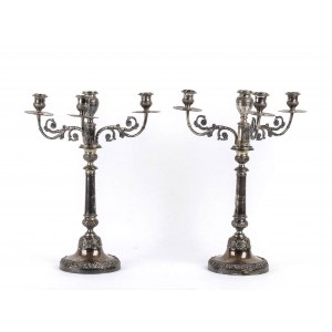 A pair of Italian silver candelabra