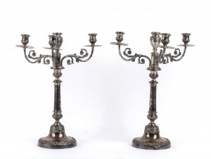 A pair of Italian silver candelabra