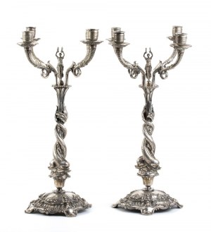 A pair of German silver candelabra