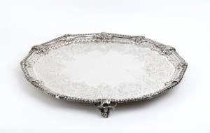 Important English Victorian sterling silver salver