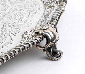 Významný anglický viktoriánský stříbrný salver