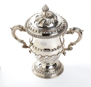 Large English Victorian two-handled silver cup