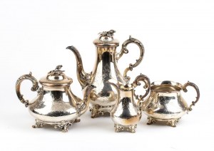 Servizio da tè e caffè inglese in argento massiccio di epoca vittoriana