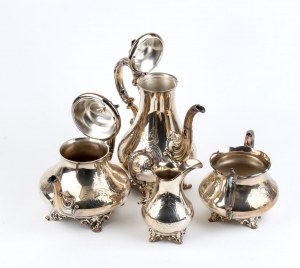 Service à thé et à café en argent sterling de l'époque victorienne anglaise