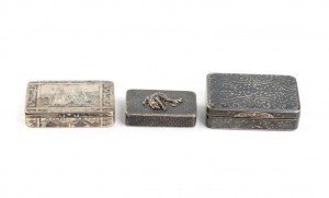 Three niello silver Russian snuff boxes