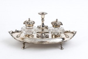 English Victorian sterling silver inkwell