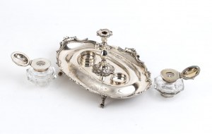English Victorian sterling silver inkwell