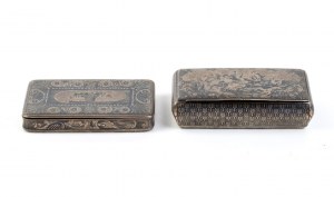 Two niello silver French snuff boxes