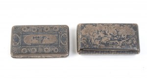 Zwei französische Schnupftabakdosen aus Niello-Silber