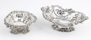 Dva anglické viktoriánské stříbrné košíky