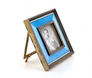 A silver-gilt and guilloché enamel frame