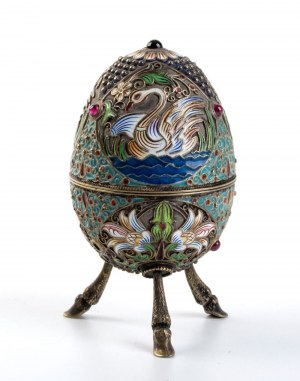 Strieborné a cloisonnè smaltované vajce