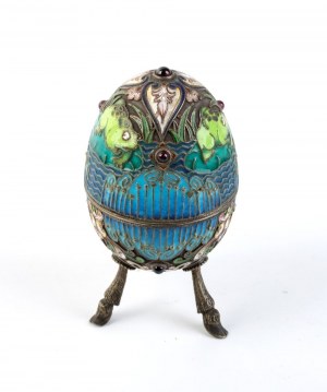 Silver and cloisonnè enamel egg