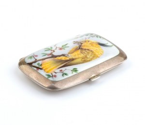 Dutch Art Déco silver and enamel cigarette case