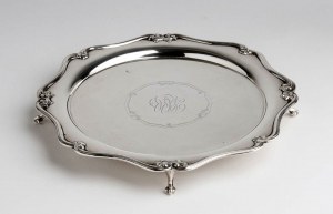 Plateau en argent sterling anglais de l'époque édouardienne