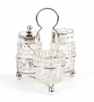 English Victorian sterling silver cruet set