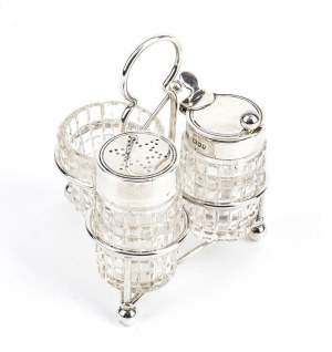 English Victorian sterling silver cruet set