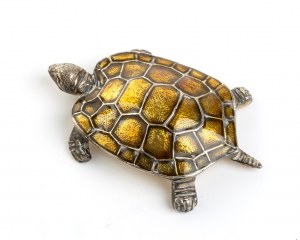 Schildkröte aus italienischem Silber und Emaille