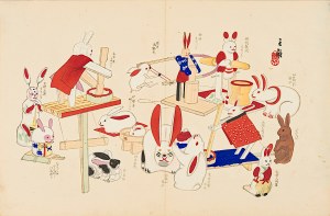 Kawasaki Kyosen (1877-1942), lapin, Osaka, 1918