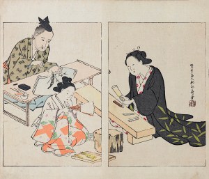 Watanabe Seitei (1851-1918), Produzione di ventagli, Tokyo, 1892