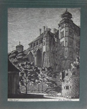 Zofia Kopycińska-Wilczkowa(1916-?),Wawel-Kurza Stopka(widok od ul.Kanonicznej),1942