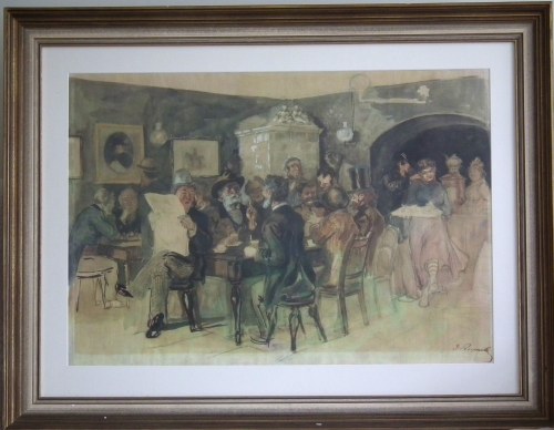 Józef Rapacki(1871-1929),Wnętrze kawiarni