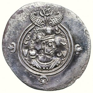 Chusro II, drachma AR
