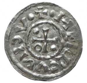 Bavaria, Henry II. 2nd reign 985-995, denarius Hahn 22c ELLN under the die