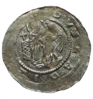 Vladislav II. 1140-1172, denarius Cach 587 on the reverse 2 balls on the left