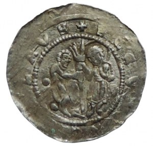 Vladislav II. 1140-1172, denario Cach 587 al rovescio 2 palle a sinistra