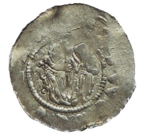 Vladislav II. 1140-1172, denario Cach 587 al rovescio con 3 palle a sinistra una sopra l'altra