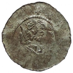 Bedřich 1179-1181 , denarius Cach 627 sur les côtés des boules du buste
